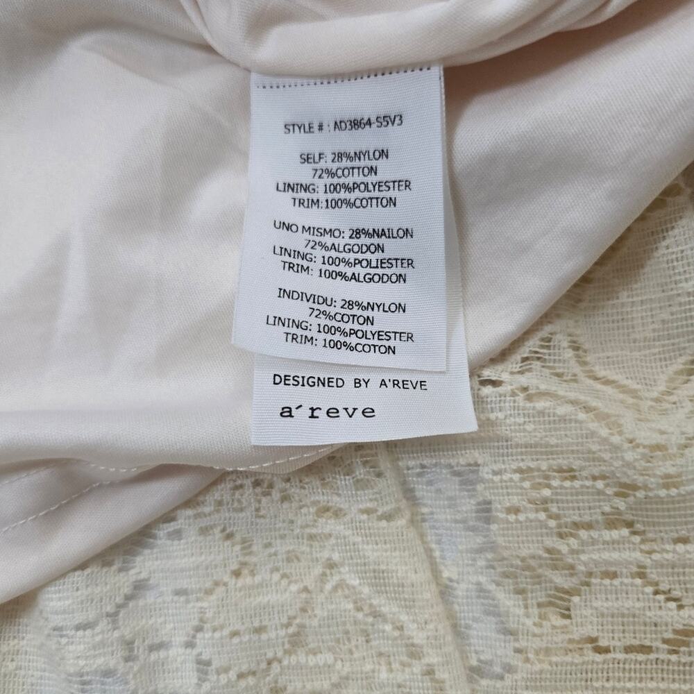 A'reve Cream Crochet Lace Bohemian Cottagecore Peasant Tiered Dress Fairy Core L - Picture 11 of 16